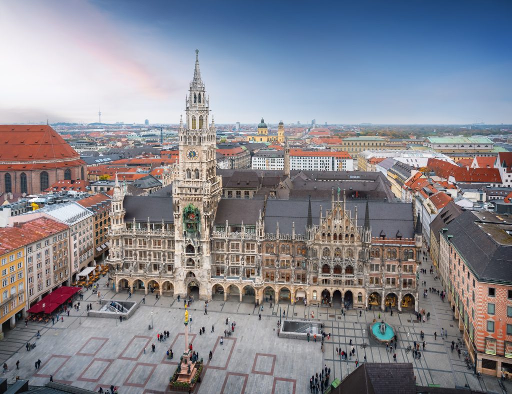 vue aérienne sur Marienplatz à Munich